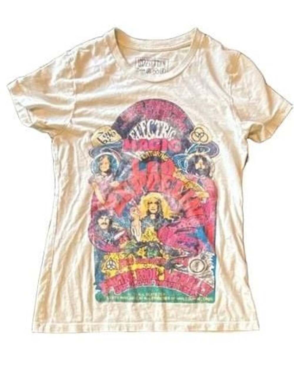 Led Zeppelin Electric Magic Concert Graphic T-Shirt Size XS White
